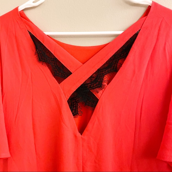 Modcloth Red & Black Lace Dress Size Large - Picture 4 of 8